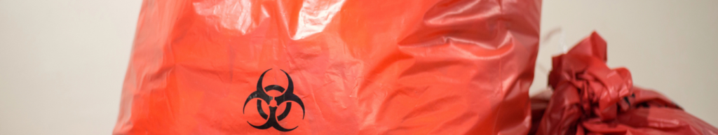 Red bag and medical waste ready for pickup in Orlando, FL