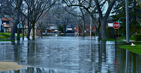 Street Filled with Water Needing Flood Insurance in League City, Texas Gulf Coast, Houston, Friendswood